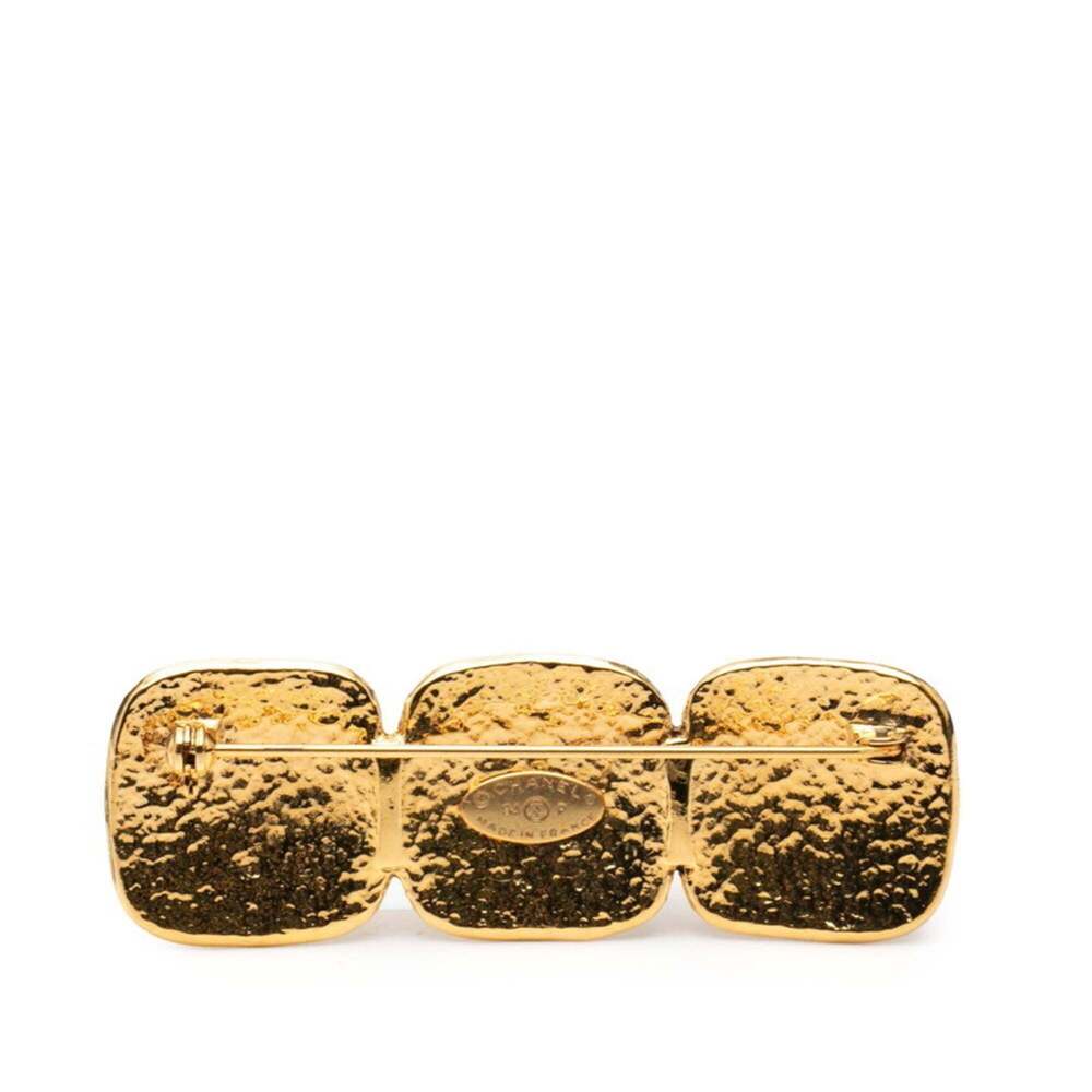 CHANEL Authentic Vintage Gold Logo Brooch - Picture 2 of 3